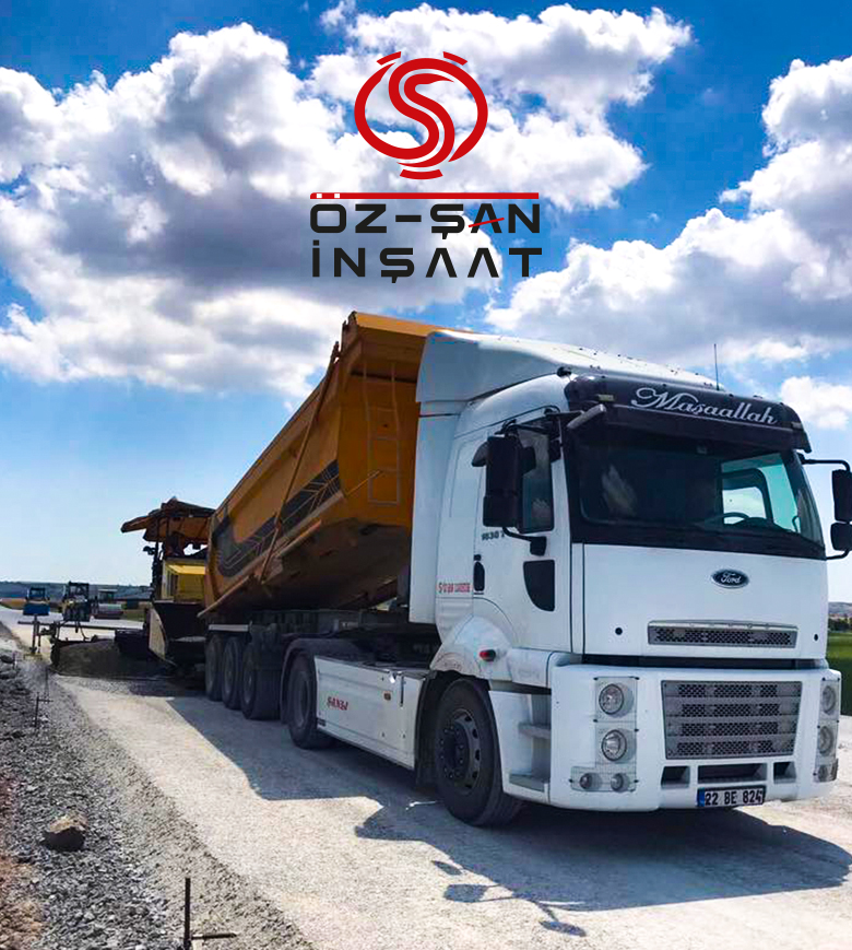 Öz-Şan İnşaat logolu damperli kamyon
